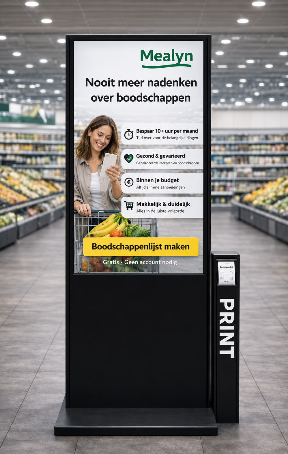 Mealyn zelfbedieningskiosk in supermarkt