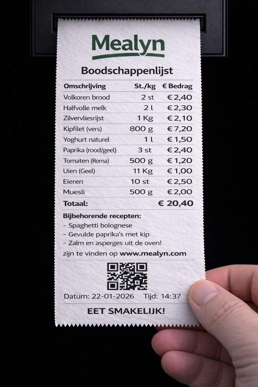 Bon of e-mail ontvangen